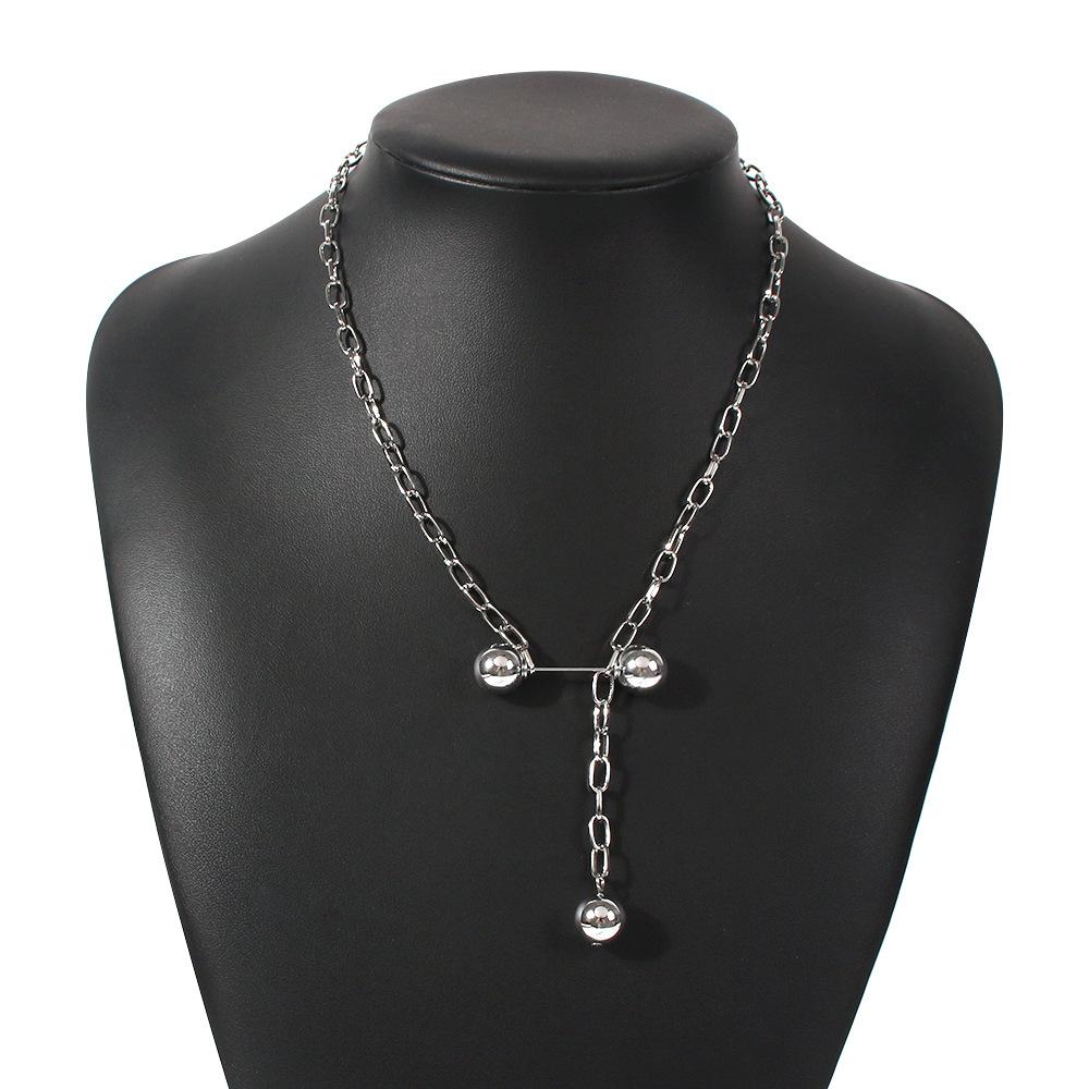 Изображение товара: Ожерелье KMVEXO женское, длинное, золотистое/серебристое, с подвеской в виде шара, цепь колье для ключиц, 2020