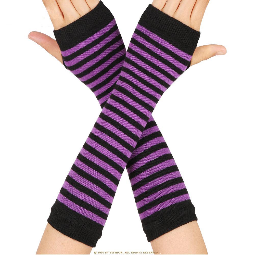 Изображение товара: Перчатки женские в полоску, вязаные, без пальцев