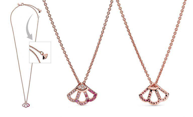 Изображение товара: 2020 Новинка осени S925 стерлингового серебра ожерелья розовый Вентилятор колье, подходят к оригиналу Pandora Подвески для женщин подарок на день рождения