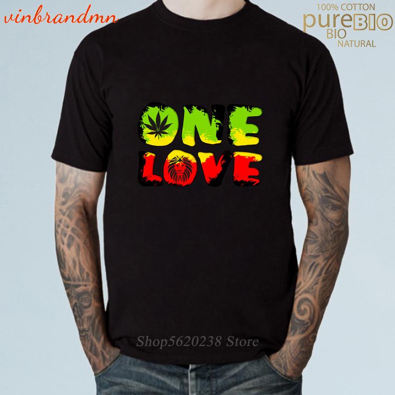 Изображение товара: Футболка Rastafari с коротким рукавом и надписью, стильная гранж-футболка с надписью «One Love», хлопковая дышащая мужская рубашка