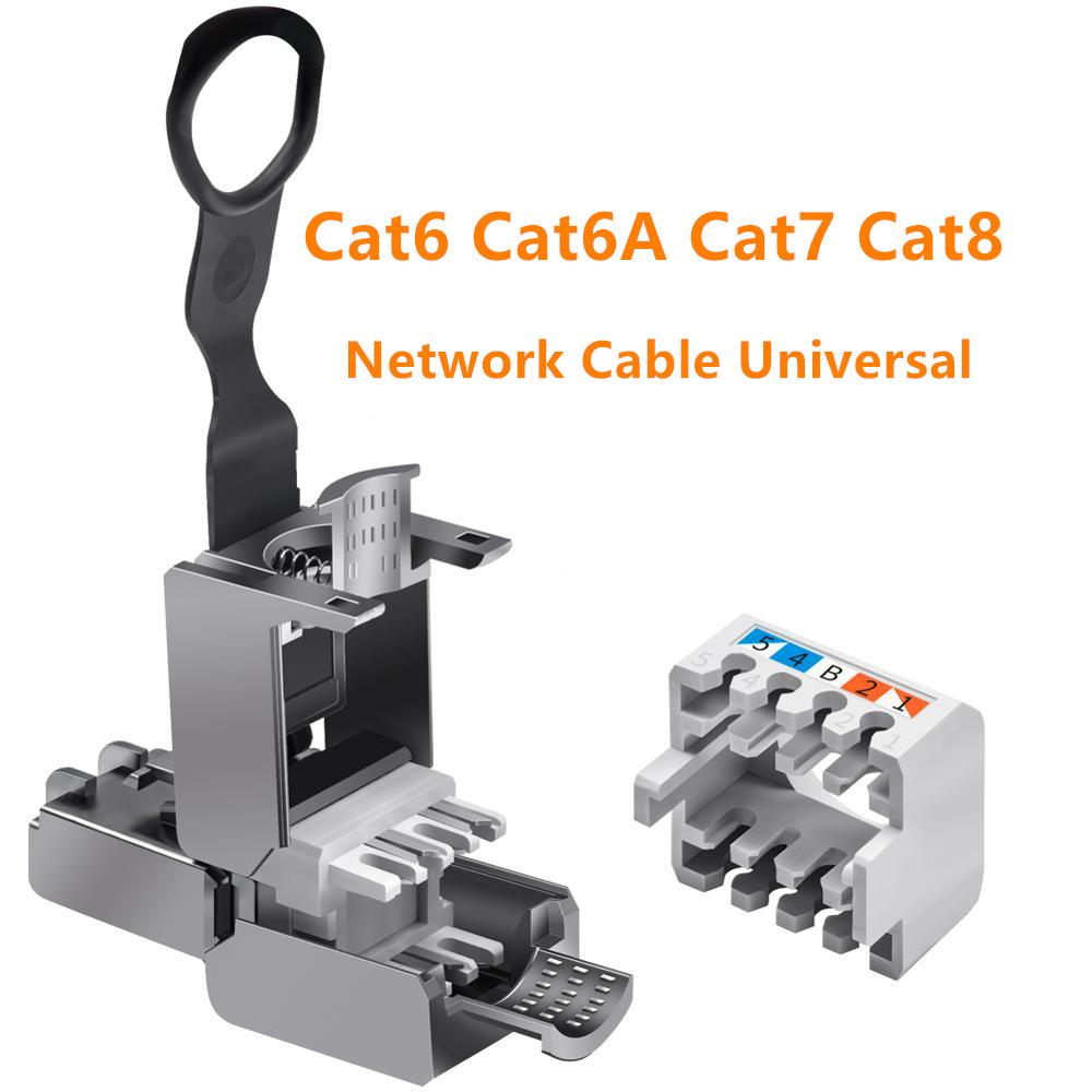 Изображение товара: Разъем RJ45, совместимый с Cat6/Cat6A/Cat7/Cat8, соединительный кабель Ethernet, RJ45, адаптер, без инструментов, цинковый сплав, Экранированный 8P8C