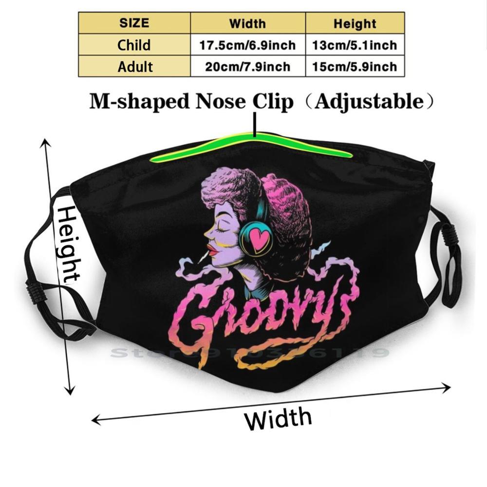 Изображение товара: Афро-Groove конструкция Анти пылевой фильтр смываемая маска для лица для детей женские африканские девушка Заводной музыка черный Халат
