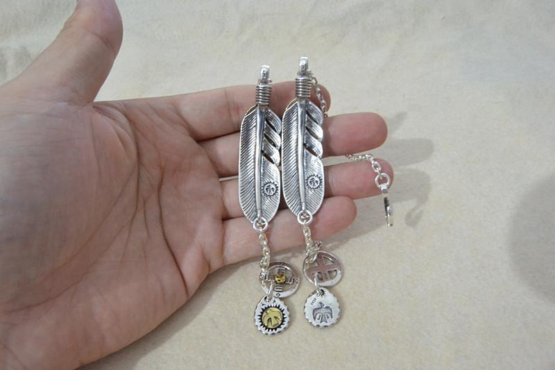 Изображение товара: Оригинальный браслет из стерлингового серебра Сделай Сам бирюза Ретро Такахаси Кагура Горо индивидуальный браслет Ретро тайский серебряный браслет с перьями