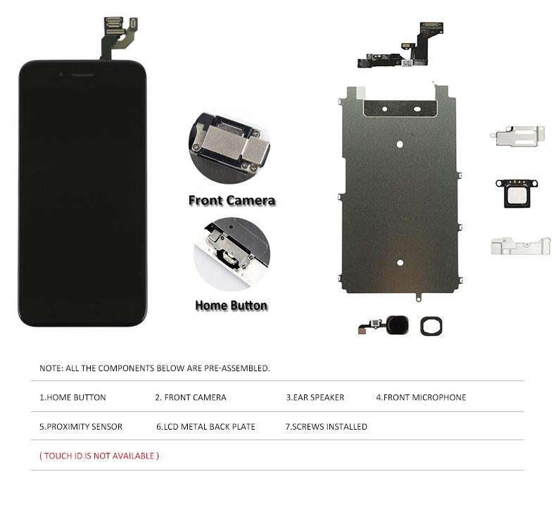 Изображение товара: Черный, белый экран 4,7 дюйма для iPhone 6 6S, полный комплект ЖК-дисплея в комплекте, 100% сменный сенсорный экран с 3D Force