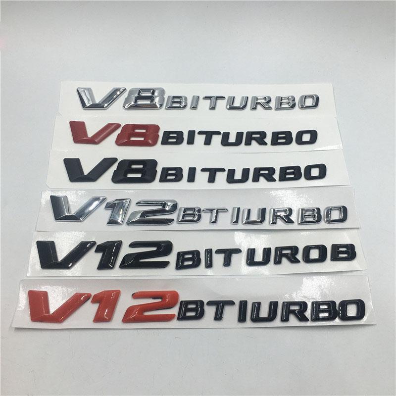Изображение товара: V8 V12 BITURBO сзади буквы сторона крыло эмблема автомобильные наклейки-логотипы для Mercedes Benz Cla W203 W204 W211 W176 W124 W212 W210 JDM