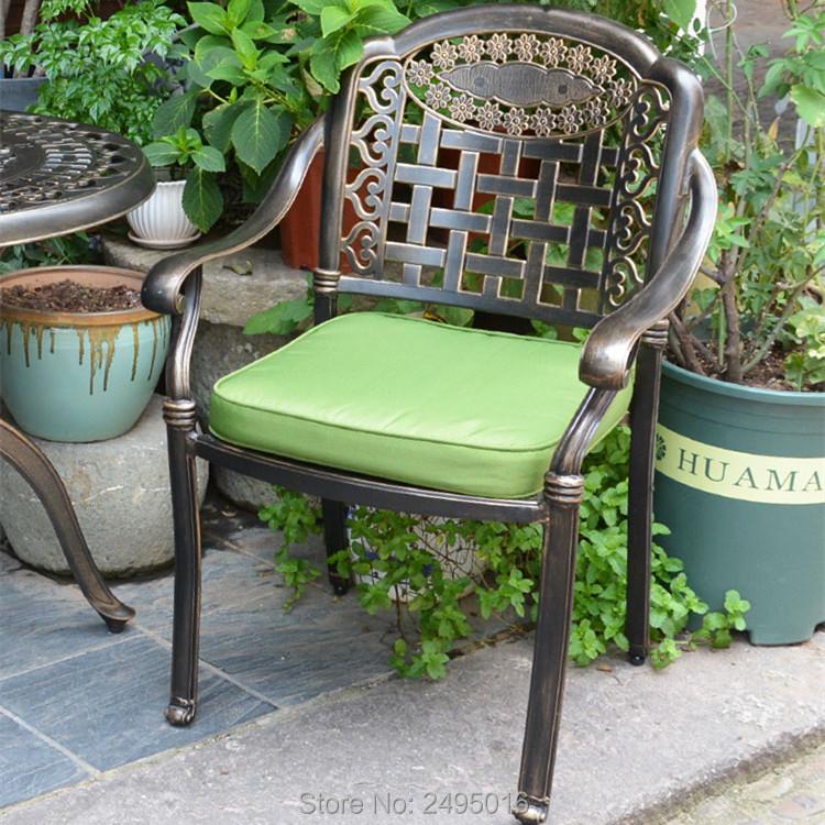 Изображение товара: Набор из 5 предметов из литого алюминия уличная мебель Обеденный Сервиз стулья с подлокотниками с круглого стола в 39 дюймов для сада, патио, дворе