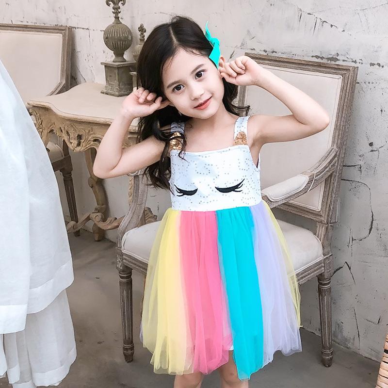 Изображение товара: Платье для девочек с единорогом летнее платье праздничное платье для девочек на день рождения Одежда для маленьких девочек платье принцессы