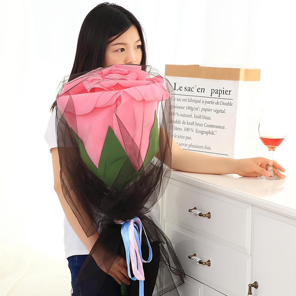 Изображение товара: 70 см имитация розы плюшевая подушка мягкий реалистичный цветок искусственная кукла милая Подушка Диван Декор для девочек День святого Валентина подарки
