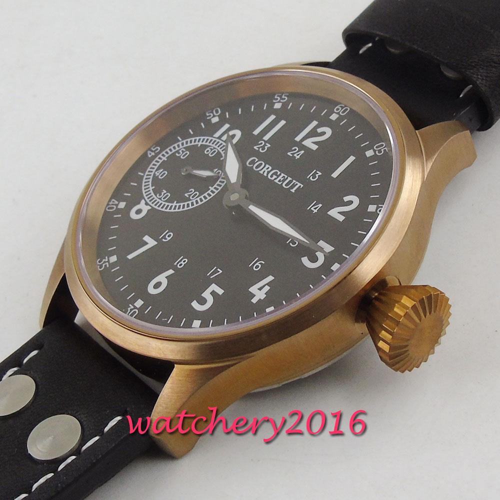 Изображение товара: Классические бронзовые Мужские часы с черным циферблатом, 43 мм, с ручным заводом, 6497