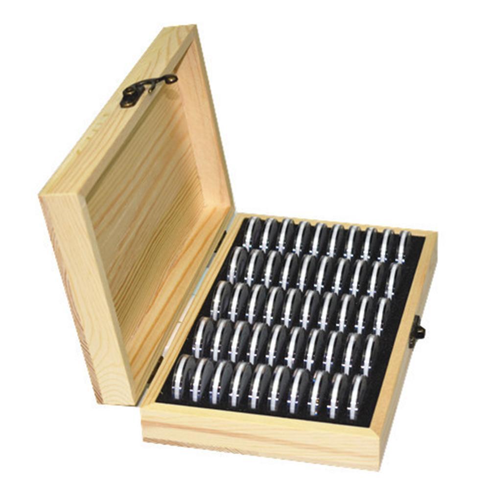 Изображение товара: 50 коробок для хранения монет, Круглый Деревянный чехол для хранения монет, памятные коробочки для коллекционирования монет, Органайзер