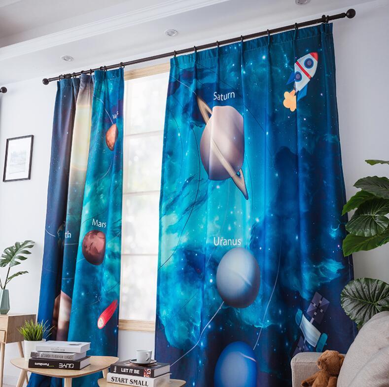 Изображение товара: Скандинавский 3D планета, звезда затемненные шторы для детской комнаты с принтом для мальчиков спальня детская оконная занавеска синий прозрачный вуаль