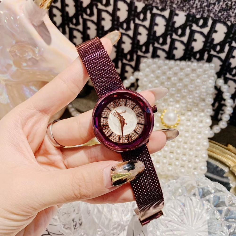 Изображение товара: Классический женский Миланский Браслет часы идеально круглые полностью Стальные наручные часы водонепроницаемые кристаллы в римском стиле платье часы кварцевые Montre