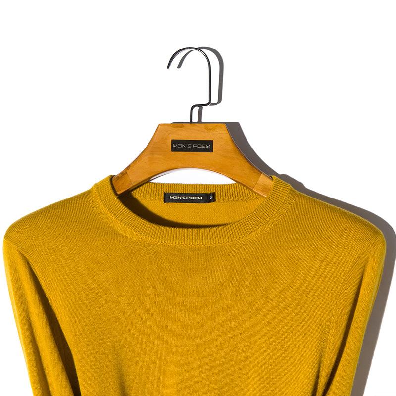 Изображение товара: Мужской шерстяной Однотонный свитер с круглым вырезом, облегающий вязаный пуловер, Новинка осени 2019, 8 цветов, модная повседневная брендовая одежда