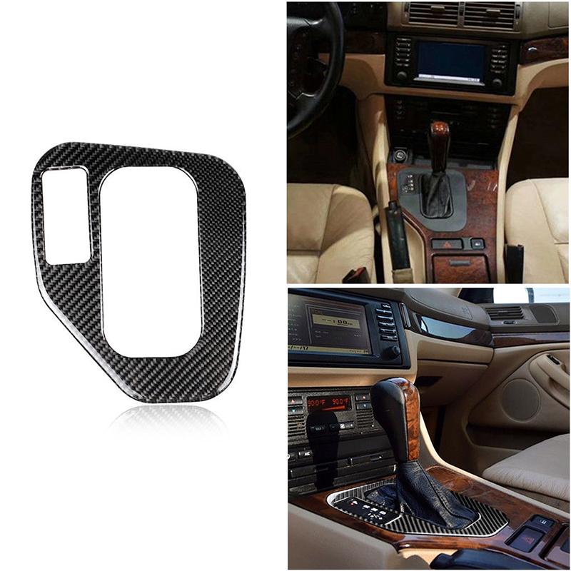 Изображение товара: 1pc LHD Decorative Frame Black Carbon Fiber Gear Shift Knob Panel Sticker Trim High Quality Suitable For BMW 5 Series E39 95-03