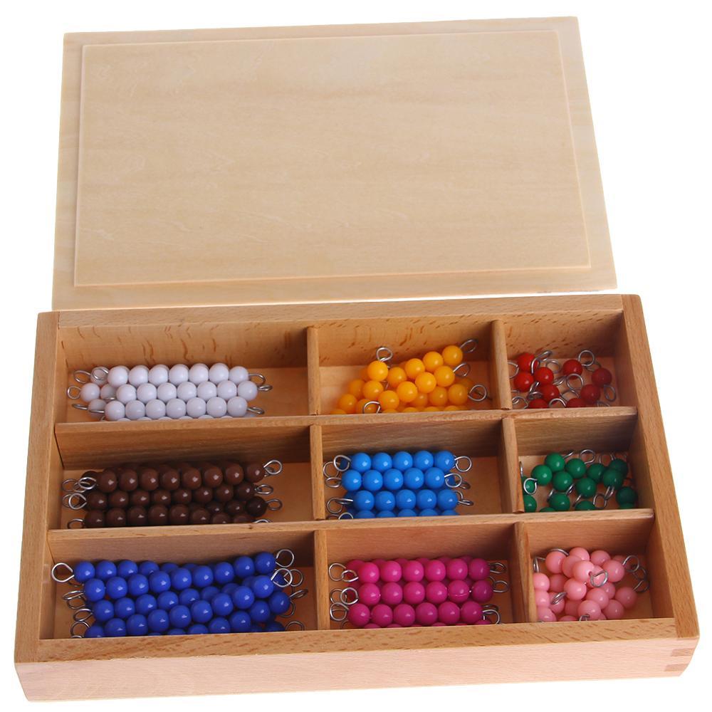 Изображение товара: Материалы по математике Монтессори, 1-9 бусин в деревянной коробке, игрушка для раннего дошкольного возраста