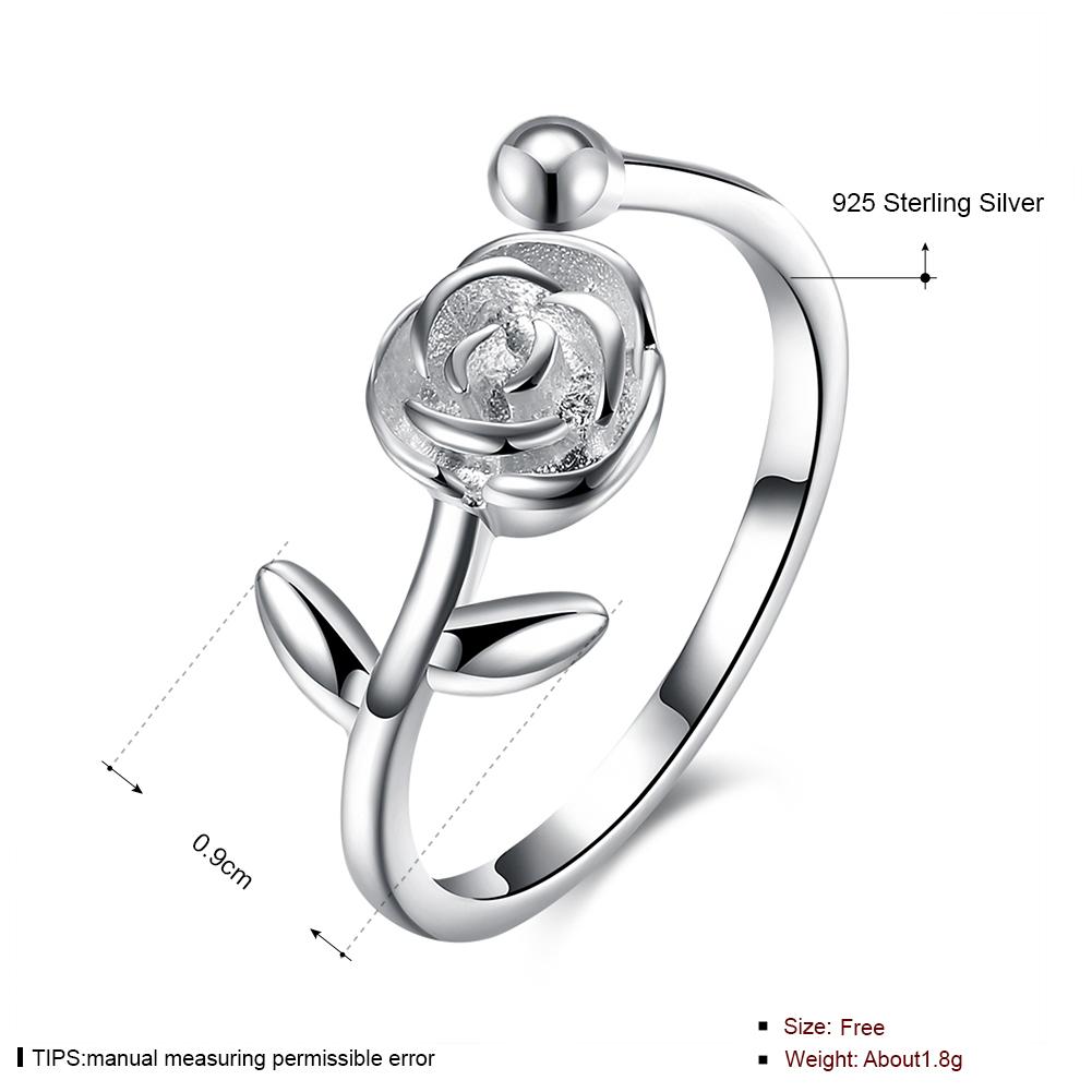 Изображение товара: UFOORO 2019 Rose Flower leaf Adjustable S925 Sterling Silver Finger Wedding Rings for Women  Open Ring Glamour Jewelry Girl Gift
