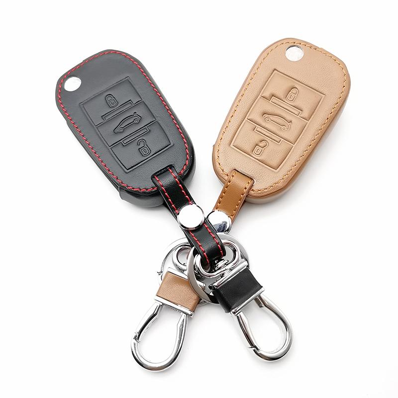 Изображение товара: Кожаный 3-Кнопка чехол для ключа для peugeot 508 301 2008 3008 408 для Citroen C4 кактус C5 C3 C4L корпус ключ пульт дистанционного управления сумка