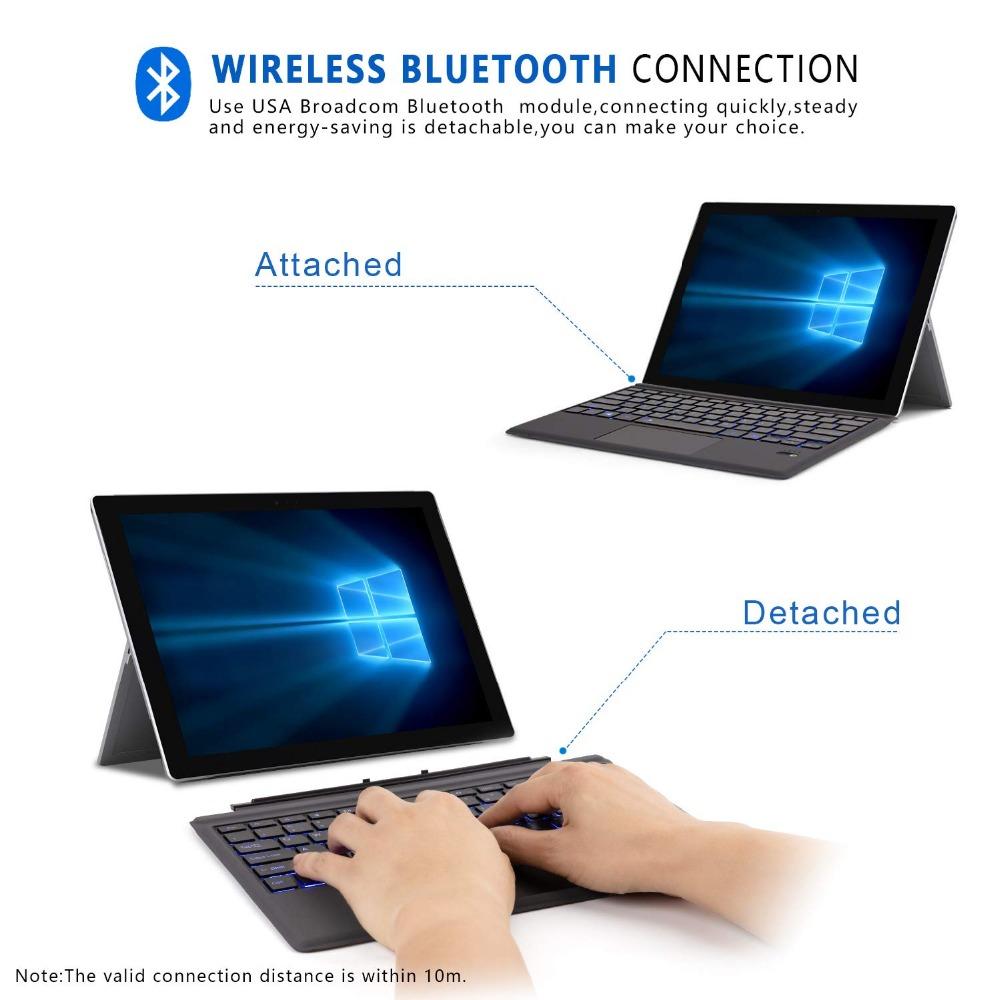 Изображение товара: Ультратонкая клавиатура для Microsoft Surface Go, Bluetooth-клавиатура с трекпадом, 7-цветная светодиодная подсветка, портативная, для Surface Go, 10 дюймов