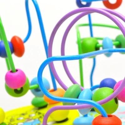 Изображение товара: Деревянные игрушки Монтессори, круги, бусины, проволока, лабиринт, американские горки, Развивающие деревянные головоломки, Детская математическая игрушка для мальчиков и девочек