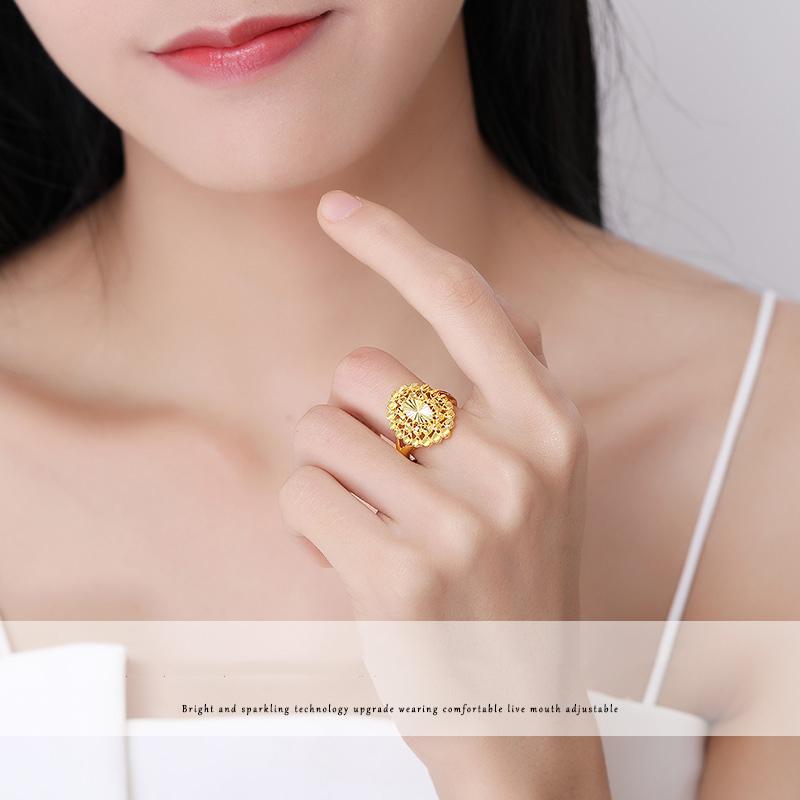 Изображение товара: YLJC 24K чистое золото кольцо Настоящее AU 999 твердые золотые кольца элегантные блестящие красивые высококлассные трендовые классические ювелирные изделия горячая Распродажа Новинка 2020