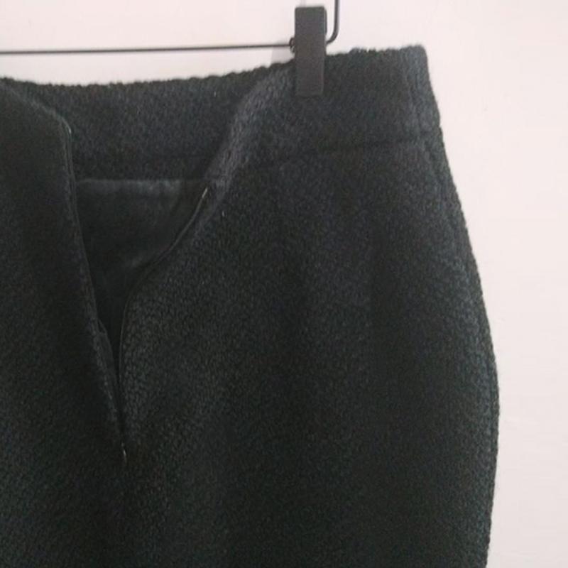 Изображение товара: Твидовая юбка женская, черная, весна/осень 2020, Женская шерстяная юбка, Дамская длинная юбка (юбка с разрезами)