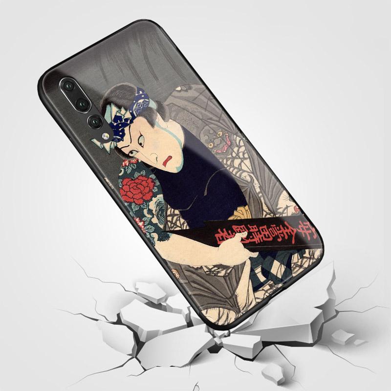 Изображение товара: Роскошный чехол для телефона Ukiyo-e samurai, мягкий силиконовый стеклянный чехол для Huawei Honor 8x V 9 10 mate 10 20 P20 P30 lite pro nova 3i