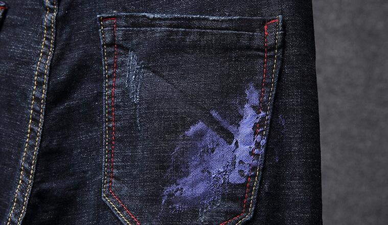 Изображение товара: Мужские байкерские джинсы, недорогие штаны из искусственной краски, модные байкерские джинсы для осени и зимы