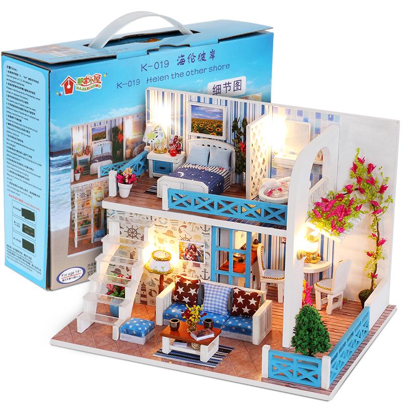 Изображение товара: Кукольный дом, деревянная мебель «сделай сам», миниатюрная коробка, головоломка, 3d-миниатюры, наборы кукольных домиков, игрушки для детей, подарок на день рождения