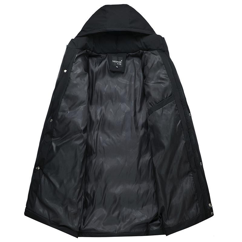 Изображение товара: Толстая Теплая мужская зимняя куртка, брендовая повседневная куртка, тонкая, Прямая поставка, длинные пальто с капюшоном, мужская одежда