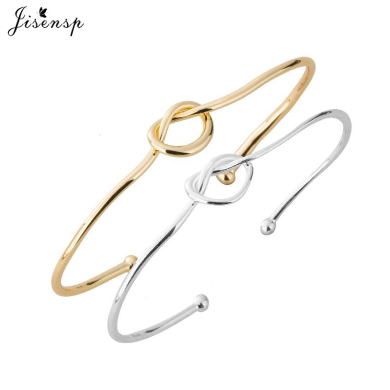 Изображение товара: Jisensp Bijoux 2020 Милые Браслеты с узлом, открытый металлический браслет с подвеской в виде сердца и браслет для женщин и девушек, регулируемые браслеты, оптовая продажа
