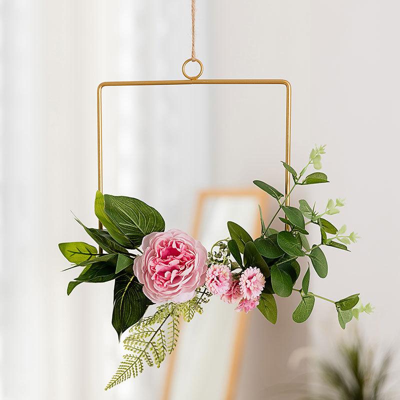 Изображение товара: Искусственные цветы CuteLife в скандинавском стиле, металлическое настенное украшение для комнаты, подвесной венок «сделай сам» на день рождения, фестиваль, свадьбу, домашний декор
