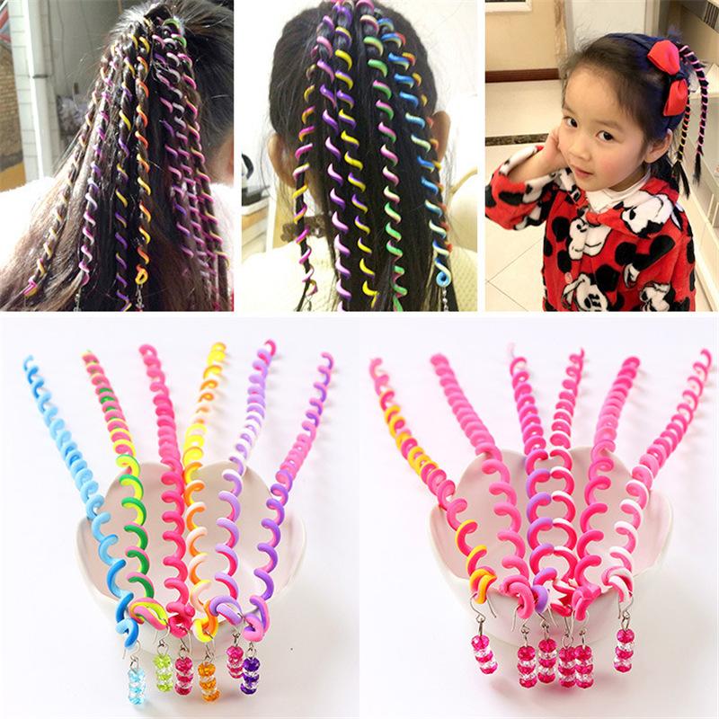 Изображение товара: Ободок радужный длинный эластичный для девочек, милая повязка на голову с кристаллами, 6 шт./лот, аксессуары для волос, случайный цвет