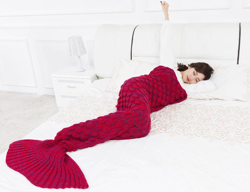 Изображение товара: Разноцветный стиль Красота женская фотосессия Сексуальная Женская рыба весы вязаное Одеяло Русалка тонкий хвост вязаное одеяло