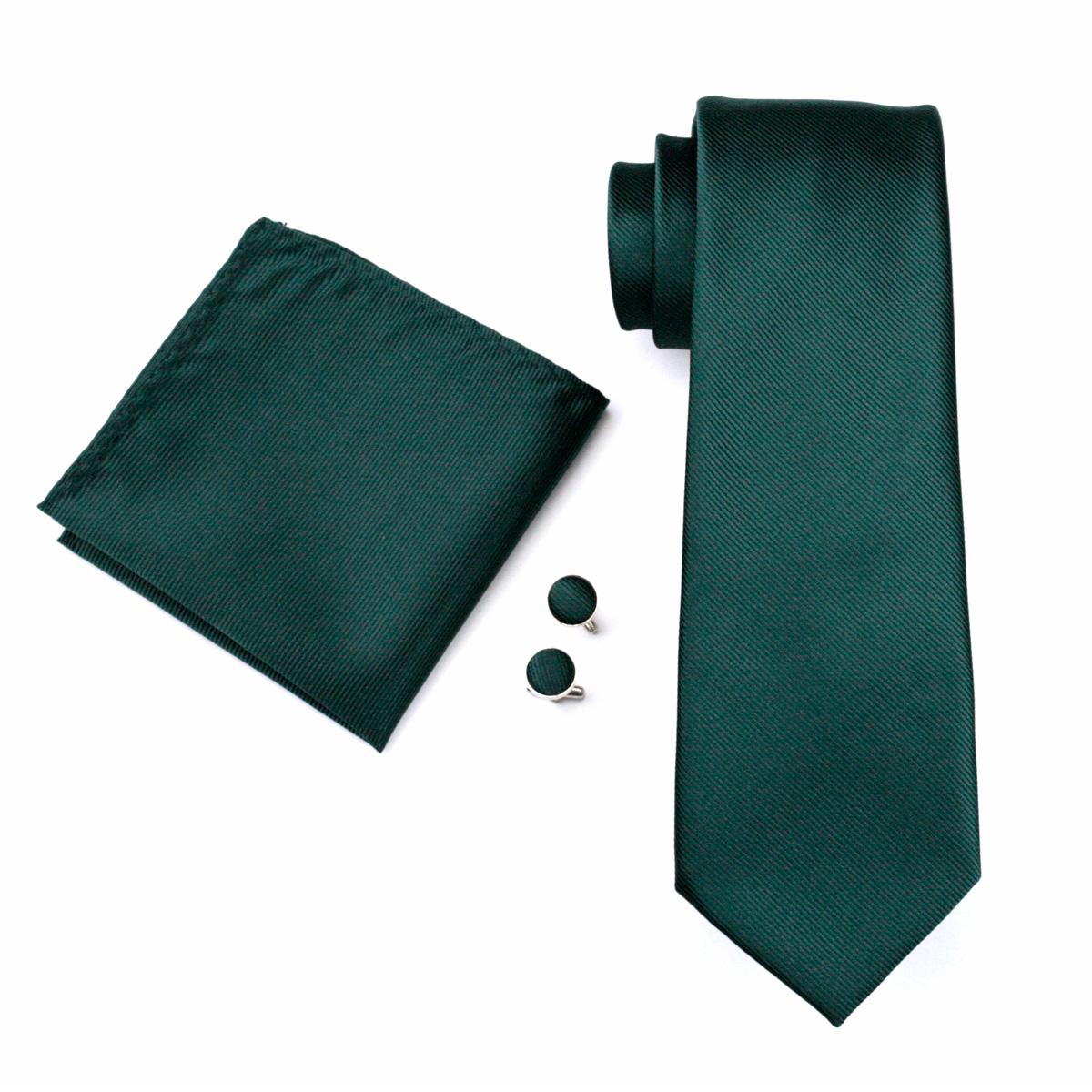Изображение товара: Мужские модные галстуки 8 см, шелковые 100% жаккардовые плетеные Зеленые Синие однотонные деловые галстуки, карманный квадратный галстук, подарочный набор для мужчин DiBanGu