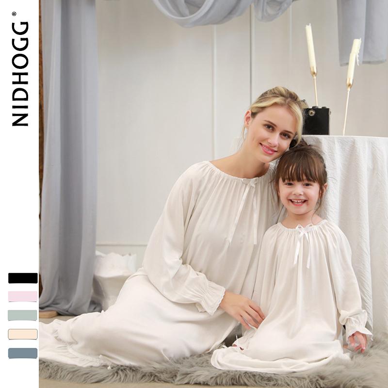 Изображение товара: Ночная рубашка для мамы и дочки, из 100% хлопка, с длинным рукавом