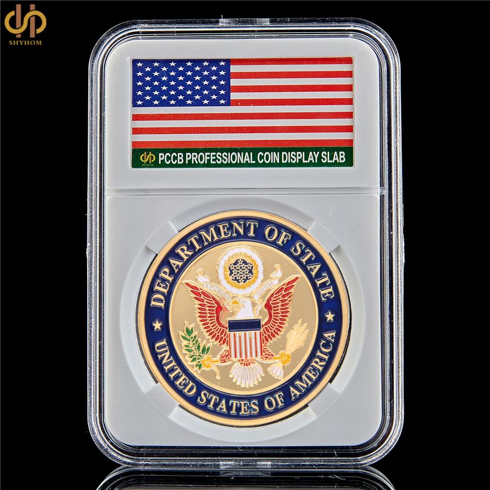 Изображение товара: Государственное управление США, золотая монета, башня посольства Франции, металлическая памятная монета с держателем PCCB