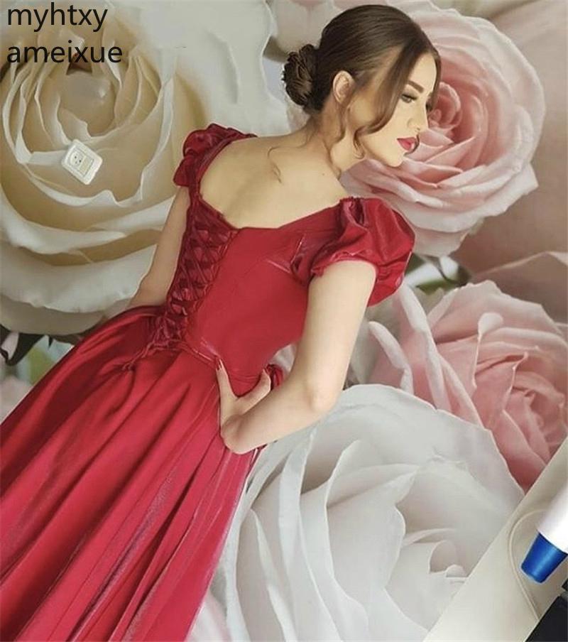 Изображение товара: Red Sexy Cheap Plus Size Evening Gown Dresses For Women Sweetheart Short Sleeves A-line Floor Length Lace Up Back Robe De Soiree