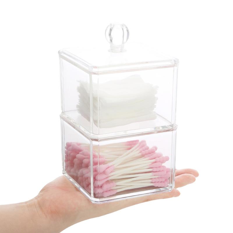 Изображение товара: Прозрачный органайзер для макияжа из акрила, коробка для хранения ватных тампонов, контейнер для переносной чехол для хранения, пластиковая коробка