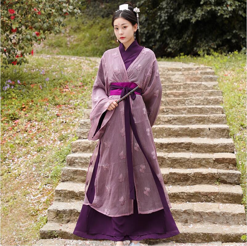 Изображение товара: Оригинальное Ежедневное женское платье Hanfu с вышивкой, женская красивая одежда, Сказочная одежда на весну и лето, старинное студенческое платье в античном стиле