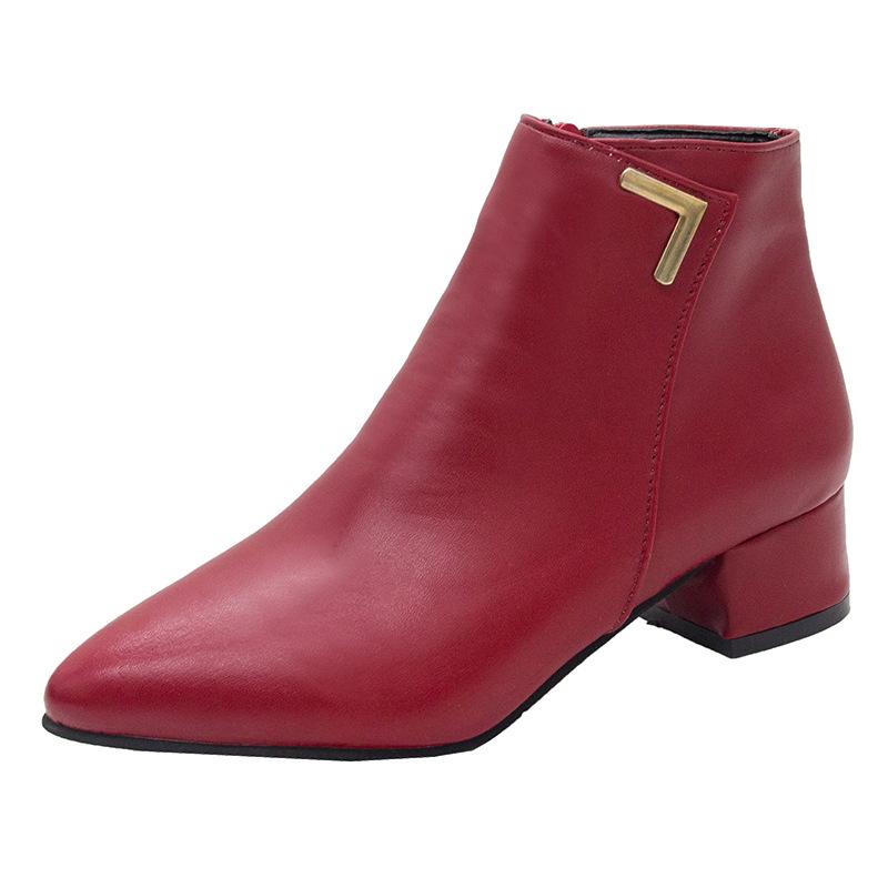 Изображение товара: Новинка Осень-зима 2019 кожаные ботинки женские модные Универсальные Нескользящие теплые кожаные замшевые ботинки два варианта сетчатые красные