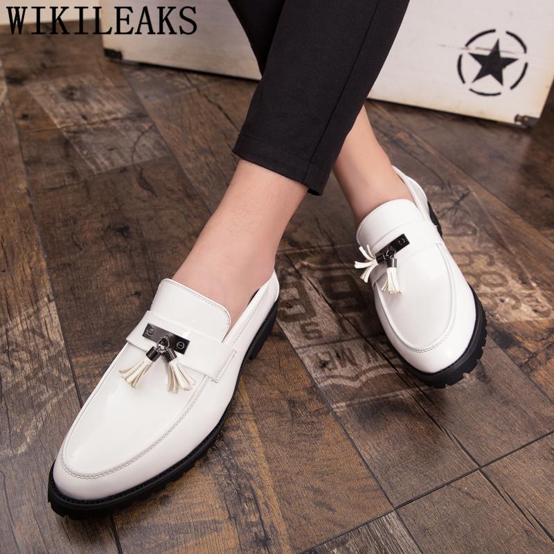 Изображение товара: Мужская офисная обувь, мужская официальная обувь в итальянском стиле, кожаные белые свадебные туфли с кисточками, брендовые слипоны Sepatu, Pria Bona
