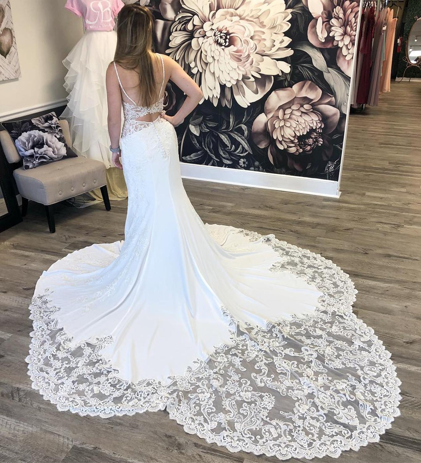 Изображение товара: Новинка 2020, свадебные платья на бретельках, кружевное женское платье с аппликацией, реальные изображения, свадебное платье с юбкой-годе