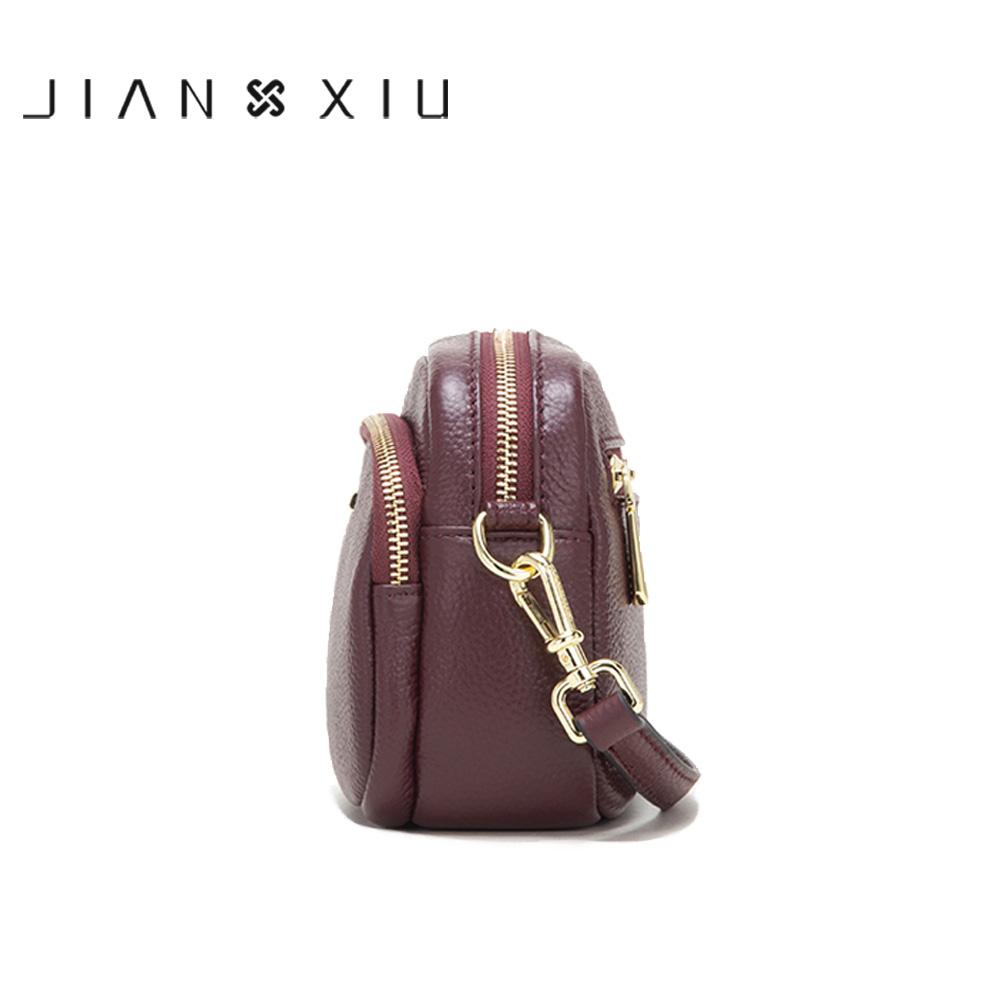 Изображение товара: Женская сумка через плечо JIANXIU, маленькая сумка-мессенджер из натуральной кожи с текстурой личи, 2 цвета, 2019