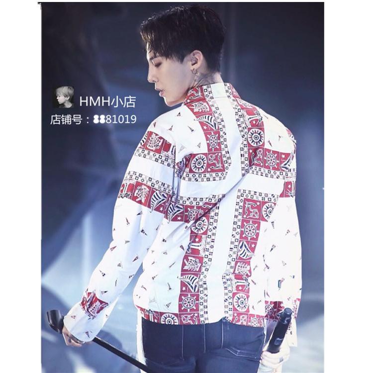 Изображение товара: Мужская рубашка с длинным рукавом, рубашка с цветочным рисунком, рубашки Bigbang Quan Zhilong концерт Gd с тем же изображением, в морском стиле