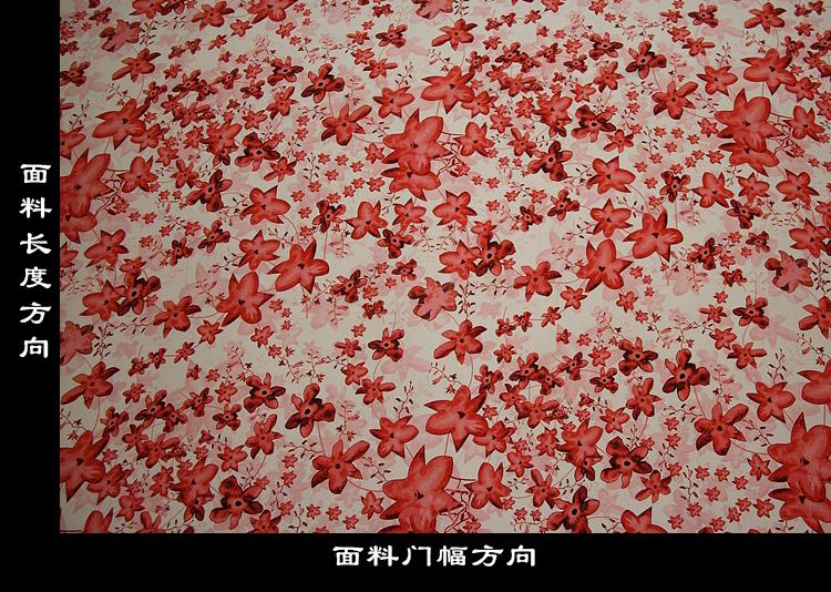 Изображение товара: Настоящая шелковая струйная крепдешиновая атласная ткань, ткань с красными листьями и цветами для юбки, платья 0,5 метра