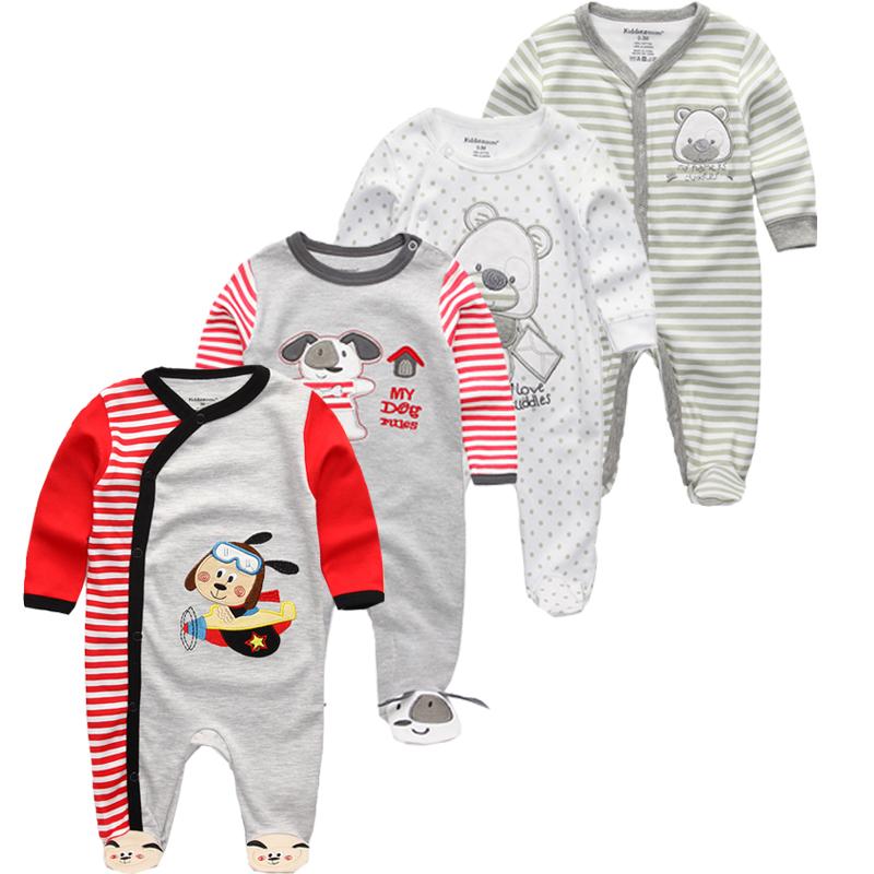 Изображение товара: 4 шт., детские пижамы с длинным рукавом, на возраст 0-12 месяцев