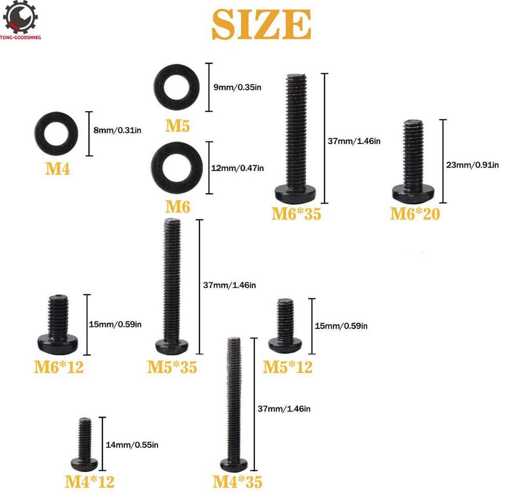 Изображение товара: 57 шт. винты для крепления телевизора M4 M5 M6 винты с шайбами болты для крепления телевизора длинные болты для ТВ настенный кронштейн тв винты прокладка