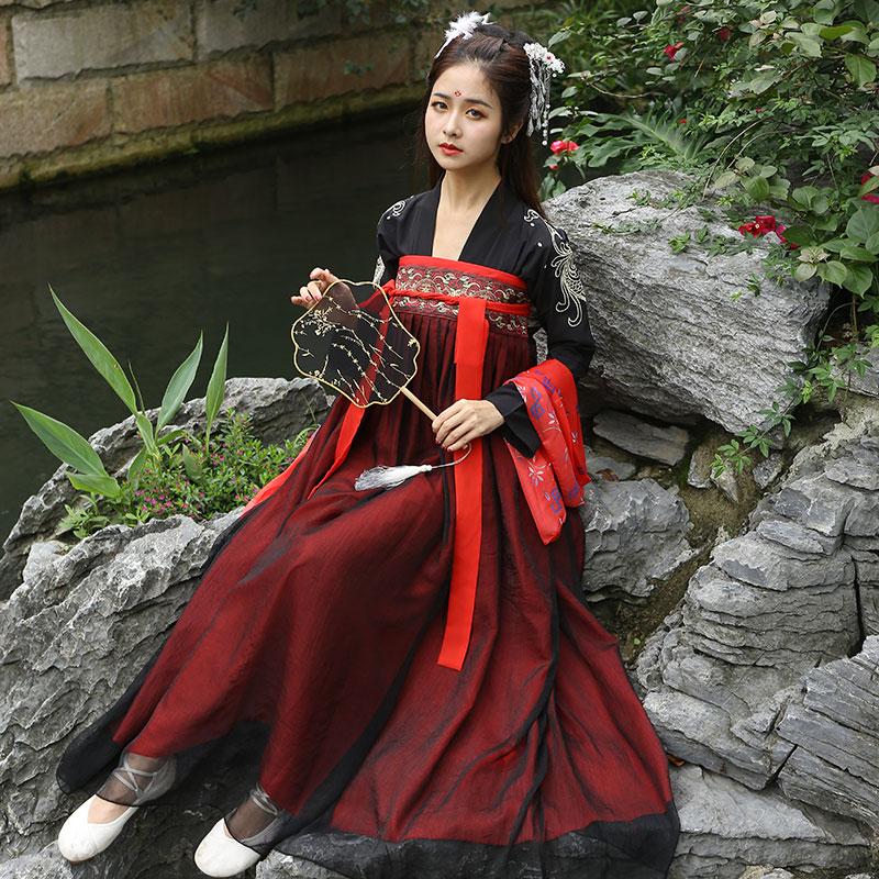 Изображение товара: Китайский Hanfu для женщин древний народный танцевальный костюм для сцены, праздничный наряд, платье феи, женская одежда для выступлений в восточном стиле DF1018