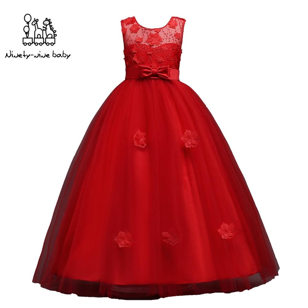 Изображение товара: Новое Кружевное платье принцессы, детское платье с цветочной вышивкой для девочек, винтажные Детские платья для свадебной вечеринки, официальное бальное платье Shein