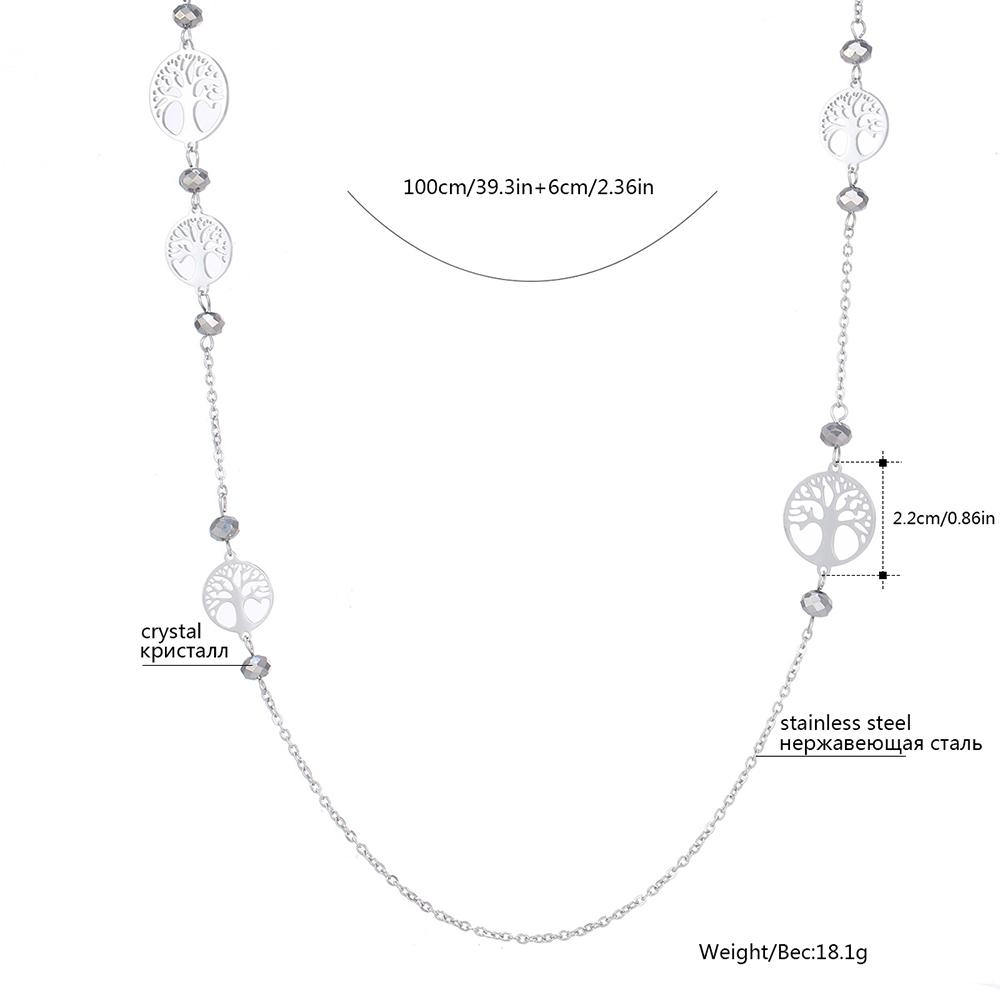 Изображение товара: Ожерелье-цепочка из нержавеющей стали для женщин, модное длинное ожерелье с подвеской в виде дерева жизни, элегантное вечернее модное ювелирное изделие, новинка 2019